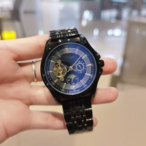 Luxusmenschen Watch Moon Phase Top Brand Mode Männer mechanische automatische Uhren alle Edelstahlband -Wasserdichte Schwungrad -Armbanduhren für Mann Neujahr Vorgang