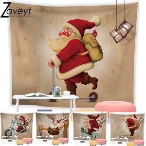 Tapestries 95x73cm Funny Cartoon Claus Christmas Tapestry Wall Art Decoration Background Cloth Snowman Dormitory Kids Living Room