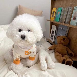Dog Apparel Autumn Teddy T-shirt Warm Clothes Poodle Soft Bottoming Shirt Bear Print Pullover Cartoon Two Legged Clothing XS-XL
