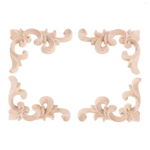 Figurine decorative 4pcs/set di decalcomanie in legno di legno Appliques Appliques cornice decorazioni per mobili per porte a parete 7,5 6 cm Old European Style