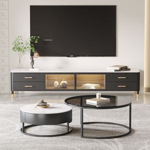 Modern Light Luxury TV Stands Móveis de café redondos mesa de café pequeno apartamento armário de tv armário de piso simples armário de piso