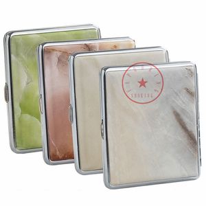 Colorful Marble Pattern Leather Metal Smoking Cigarette Cases Storage Box Portable Opening Elastic Band Clip Dry Herb Tobacco Exclusive Housing Pocket Stash Case