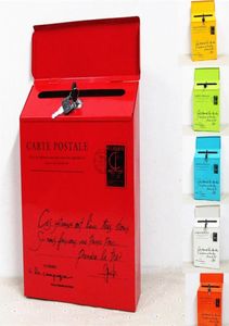 Iron Lock Letter Box Vintage Pastoral Wall Mount Mailbox Mail Postbrev Tidning Box Bucket Tidning Metal Boxes TP T2001176338799