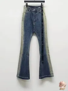 Erkek pantolon fasion yıkanmış gradyan mavi mikro alevli tozluk kot pantolon erkek kadın denim