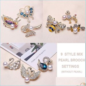 Impostazioni di gioielli Animal Pearl Impostazione della spilla Rhinestone per donne Accessori di moda 9 Stili Pin fai -da -te Delivery Delive Dhxf8