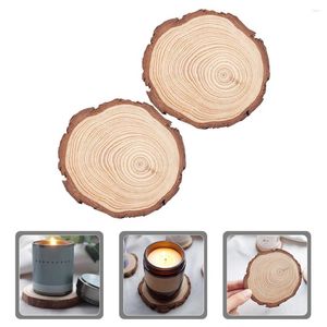 Candle Holders 2 Pcs Round Pad Wood Coasters Scented Wooden Mat Non-slip Home Cup Candlestick Holder Heat Insulation Base