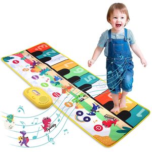 Cartoon Dinosaur Musical Piano Teclado Mat com 8 Instrumentos sons Touch Play Dancing Toys Toys Presente para crianças meninos 240422