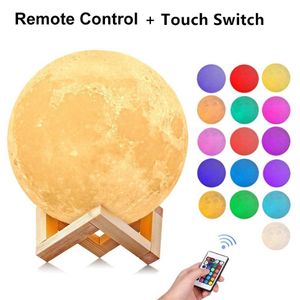 3D Moon Lamba Yatak Odası Dekorasyonu LED GECE IŞIK LIGHTERING LUMINARIA USB 16 RENK LAMP MOON KAPLIK HEDİYE İLE KONTROLLER LIG259B