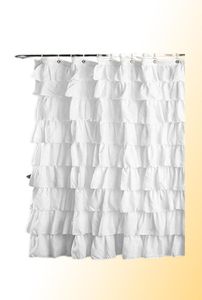 17Plain Colour Waterproof Corrugated Edge Shower Curtain Ruffled Bathroom Curtain Decoration9123828