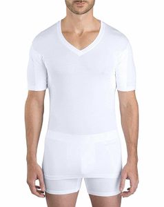 Custom Brand Model Spandex Sweatproof T-shirt Mens Sweat Proof Undershirt with Underarm Pads Slim V-neck t Shirt