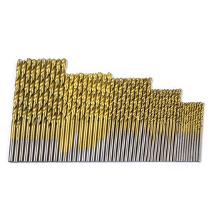 Nya 50st HSS -titanbelagda höghastighetsstål Twist Drill Bit Set Tool 1.0mm/1,5 mm/2.0mm/2.5/3.0mm handverktyg Verkningsdelar guld