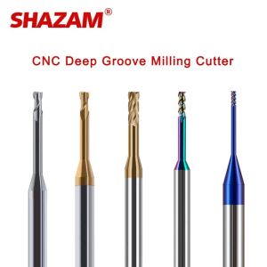Shazam HRC55/60/65 2/3/4-FLUTS Tungsten stålkarbid nano beläggning platt botten djup spår cnc mekaniska malningsskärare verktyg