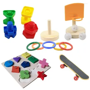 Andra Bird Supplies Papegojor Toy Desktop Puzzle Set Parakets Intelligence Training Game