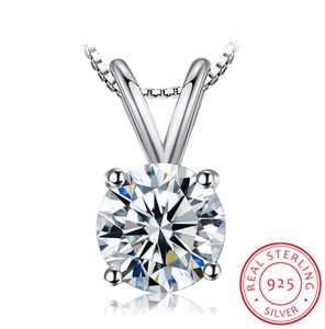 2CT Lab Diamond Solitaire Pendant Necklace 925 Sterling Silver Choker Statement Halsband Kvinnor Silver 925 smycken med 45cmchain505624283