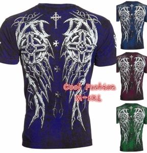 Gothic Fashion Archaic Affliction Cool Skull Print Plus Size Men Tshirt Tattoo Biker M5XL7463848