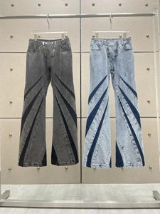 Kvinnors jeans höga midja mager för kvinnor under 2024 designkänsla nisch lösa bred bengolv mopp micro flared byxor y2k