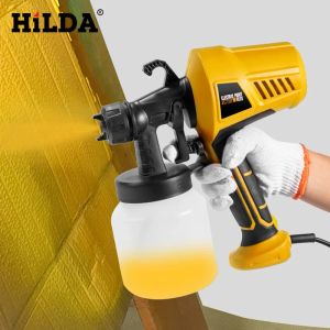 500W Portable Sprayer Gun 800 ml Färgsprutmaskin Flödeskontroll Högtryck Airbrush för målning Takväggar Staket Dörr