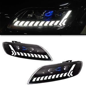 Auto Headlights for AUDI Q7 2006-20 15 LED High Beam Laser Lens LED DRL Running Water Turn Signal Lamp