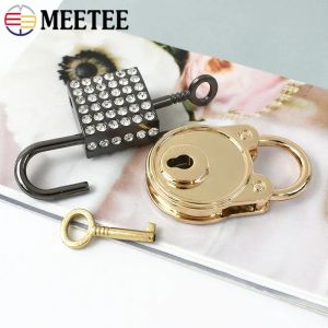 Meetee 2Pcs Bag Padlock Clasp Luggage Key Lock Accessories Handbag Latch Buckle Twist Turn Mortise Locks Leather Craft Hardware