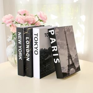 Simple Fake Books for Decoration Coffee Table Modern Home Book Box Remote Control Storage Paris London York 240328