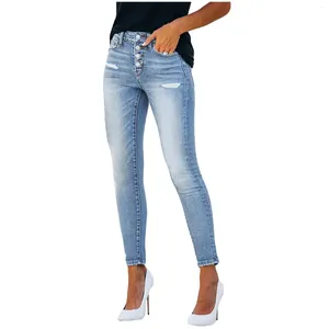 Jeans feminino feminino alongamento skinny ripped hole lavado mamãe feminina feminina jeggings high wolist lápis y2k calças calças 2024