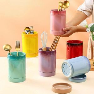 Storage Bottles 1 PCS Utensil Holder Canister Ceramic Kitchen Cutlery Organizer Counter Porcelain Cooking Tableware Drying Container