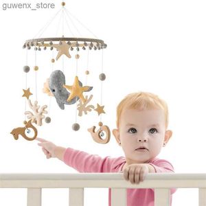 Mobils# baby Rattle Toys 0-12 mesi Legno Legno Bell Whale Animali a sospensione Bastone Musica Bed Cell Crib Crib Mobile Toys Wood Y240412