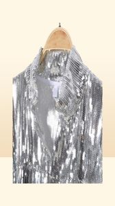 Women039s Tassel Sequin Jacket Autumn Winter Streewear Rock BF Retro LongSleeved Silver Reflective Women Outwear Tops 2109142398316