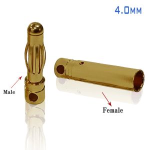 Amass 50/100Pairs 2mm 3.5mm 4mm Gold-Plated Bullet Male Female Banana Plug Connector for DIY RC Lipo Battery ESC Plug