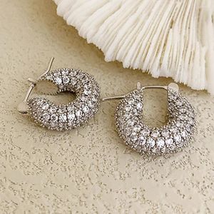 Hoop Earrings Huitan Big/Small Two Sizes For Women Full Paved CZ Stone Bling Female Circle Temperament Jewelry