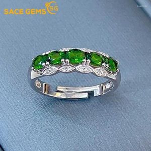 Cluster Rings SACE GEMS Luxury 925 Sterling Silver 3 4MM Natural Diopside Gemstone For Women Engagement Cocktail Party Fine Jewelry