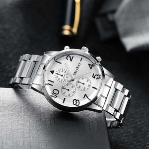 Fashion new fake three eyes non-mechanical quartz steel band men's designer watch luxury watch