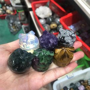 Decorative Figurines Fashion Carving Semi-precious Stone Crafts Natural Colorful Mixed Quartz Crystal Mushroom Houses For Gift