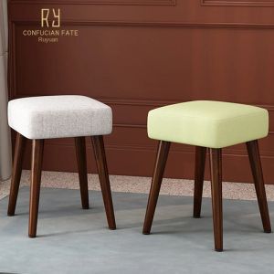 Stylish Solid Wood Fabric Art Dining Benches: Comfortable and Durable Perfect as Desk Chairs or Vanity Chair Stable Load-Bearing