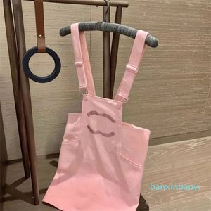 Designer Women's Fashion Academy Wind Suspenders klänning avslappnade hängslen denim klänning lyxbroderi bokstäver damer kjol ljus blå rosa