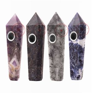 COOL Colorful Smoking Crystal Natural Gemstones Stone Pipes Portable Handmade Dry Herb Tobacco Filter Screen Bowl Innovative Universe Diamond Cigarette Holder