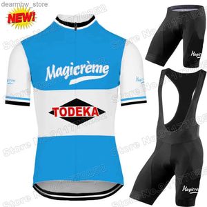 Radsporttrikot setzt 2021 Team Magicre Cycling Trikot Set Vintage Cycling Clothing Retro Road Race Bike Anzug Fahrrad BIBIB SHORTS MTB Kleidung Maillot L48