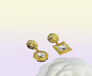 Fashion Basilisk Square crystal Pendants Women's Bracelet Necklace Stud Earring Sets Brass 18K gold plating Ladies Designer Jewelry Ve-8N16221927