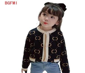 Pullover Frühling Herbst Neuer Punkt gedruckter Pullover Little Girls Jacket Cloding Strickjacke Kinderkleidung Wolle Blends Schichten T2210218776610