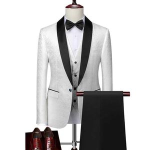 Men's Suits Blazers Suit Jacket Pants Vest 3 Pcs Set / 2023 Fashion New Mens Casual Boutique Business British Style Blazers Coat Trousers Waistcoat