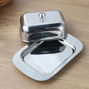 Plates Butter Dish With Lid Stainless Steel Dishwasher Safe Storage Box For Cake Bread Fruit Home Restaurant El Kitchen Tools