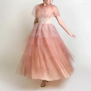 Vestidos de festa Prom de camada longa para mulheres de manga curta no tornozelo A-line Eventos especiais Gala de casamento Vestido de formatura 2024