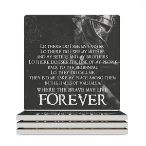 Table Mats Brave May Live Forever - Viking Prayer Ceramic Coasters (Square) Set Cute For Coffee Cups Flower