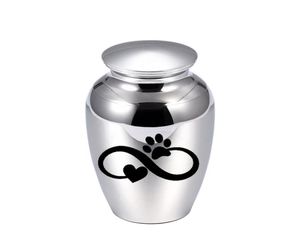 Infinite Dog Paw Print Pendant Small Cremation Urn för Pet Ashes Keepsake Exquisite Pet Aluminium Alloy Ashes Holder 5 Colors8593454