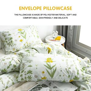 Floral Print Queen Bedding Set Soft confortável confortável capa de edredão dupla conjunto King Size Flowers Padrão Capas de colcha sem folhas