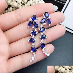 Dangle Avize Küpe FS Doğal kırmızı mercan/topaz/safir değerli taş moda kadınlar için gerçek s925 sterling sier ince s mücevher meiba ot1gr