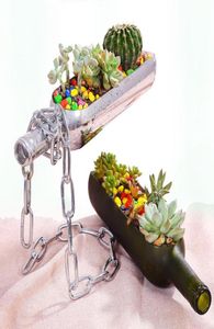 Fioriera da bottiglie di vino creativa Terrario di vetro per succulenti bottiglie di vino per piante d'aria di cactus in golfs di alcol a mezza pentola 8704791