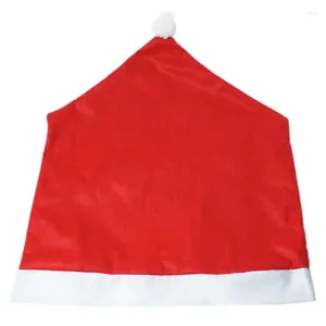 Stol täcker h7ea 1 st jul jultomten cap tillbaka för säte täcker röd hatt pompom boll dini