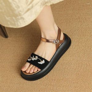 SURET Buty Sandals Sandals Chińskie Serie w stylu Wygodna grube haftowane modne platforma dla kobiet Zapatos Mjer