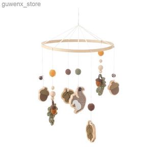 Mobile# Baby Rasseln Spielzeug 0-12 Monate Holz Mobile Neugeborene Häkelkiefern Musikbox Bett Bell Hanging Spielzeughalter Klammer Krippen Spielzeug Geschenk Y240412